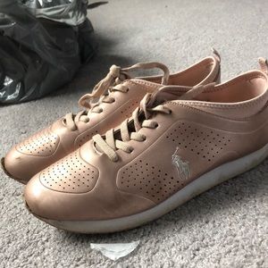 Rose gold Ralph Lauren polo shoes
